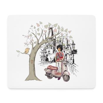 Girl with scooter - Mouse Pad (horizontal) - white - Front
