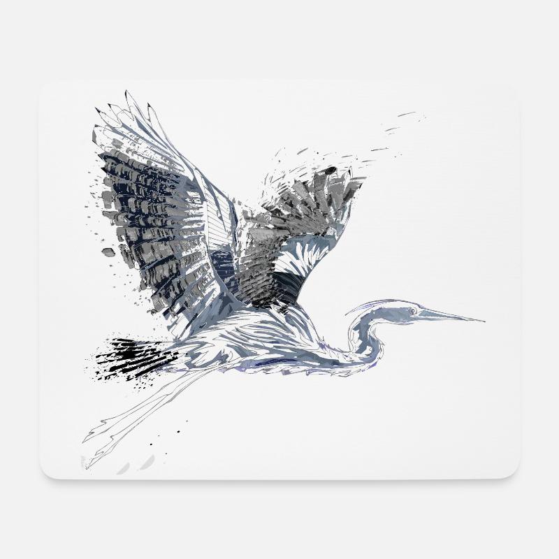 Reiher - Mousepad (Querformat) - Weiß