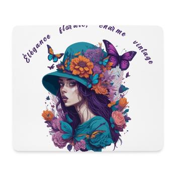 Élégance florale charme vintage - Tapis de souris (format paysage) - blanc - Devant