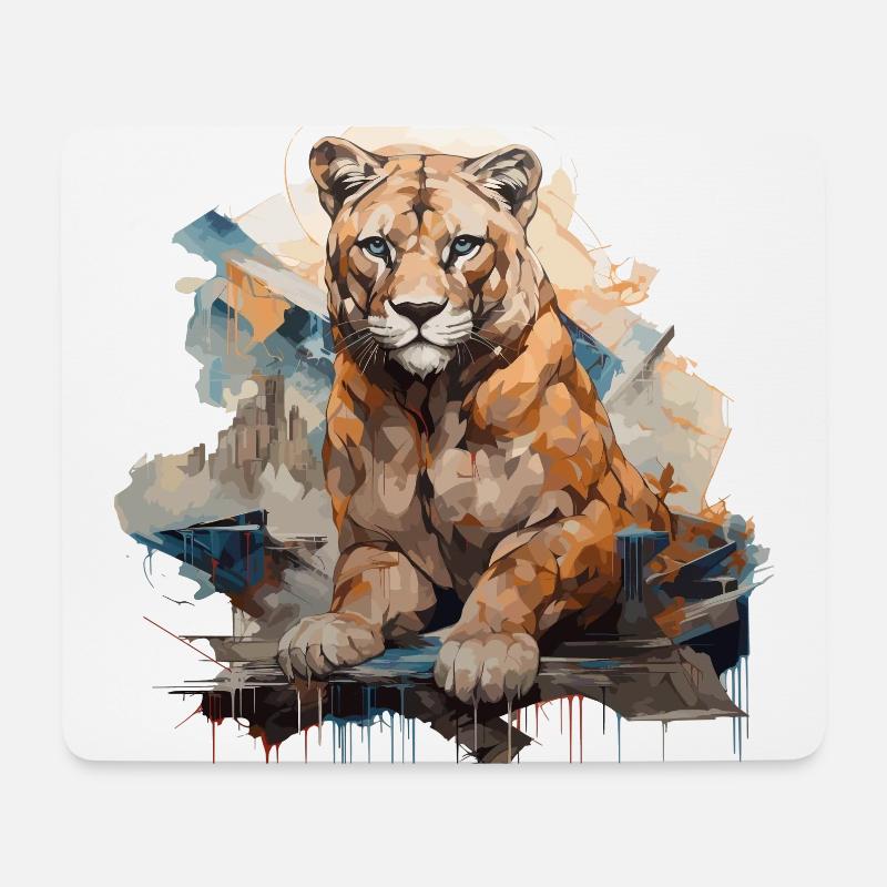 Berglöwe im Graffiti-Stil | Liebhaber von Lwiw - Mousepad (Querformat) - Weiß