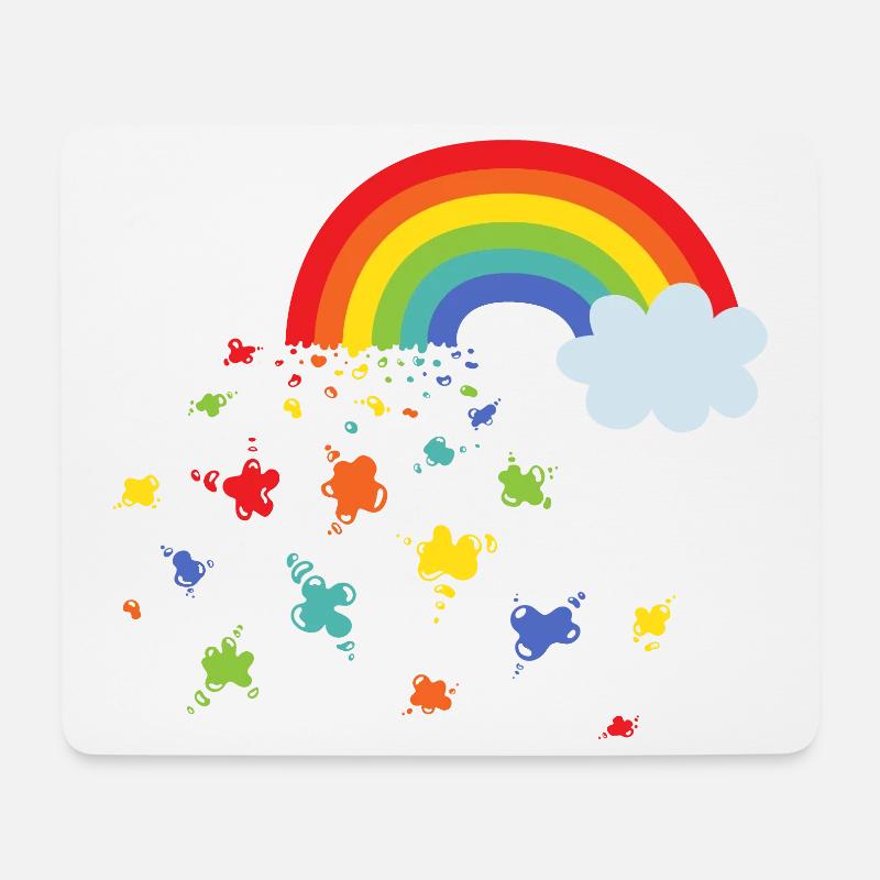 Regenbogen- und Farbflecken - Mousepad (Querformat) - Weiß