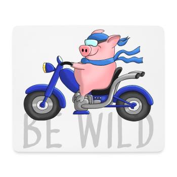 Lustiges Schwein auf Motorrad Comic - Mousepad (Querformat) - Weiß - Vorne