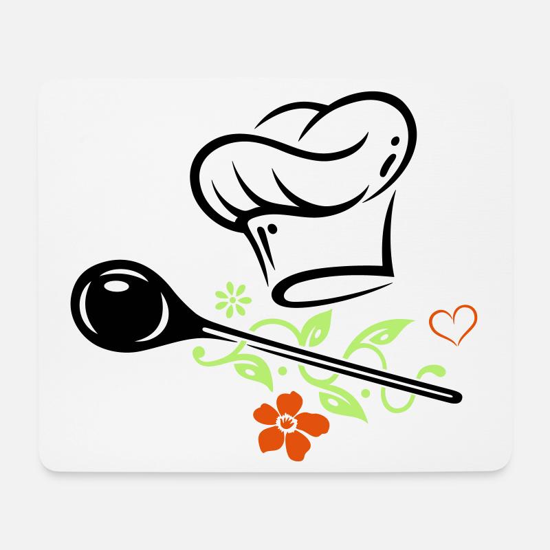 Kochen Kochmütze Chefkoch Vegan Gesund Kochlöffel - Mousepad (Querformat) - Weiß