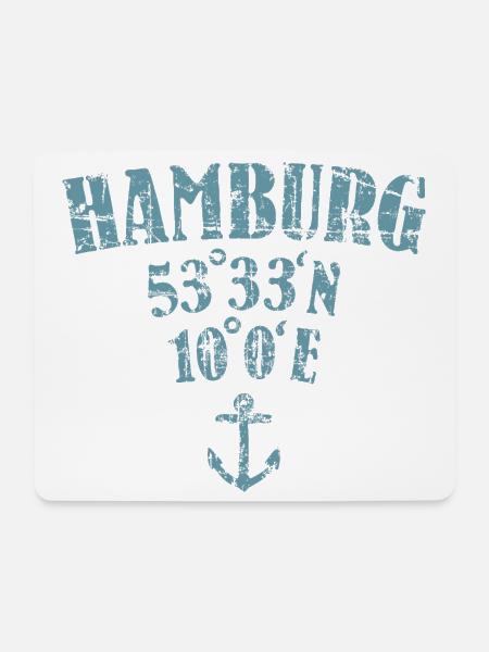 Hamburg Koordinaten - Mousepad (Querformat) - Weiß