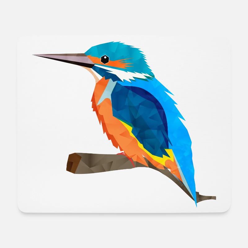 facettenreicher Eisvogel mit leuchtendem Gefieder - Mousepad (Querformat) - Weiß