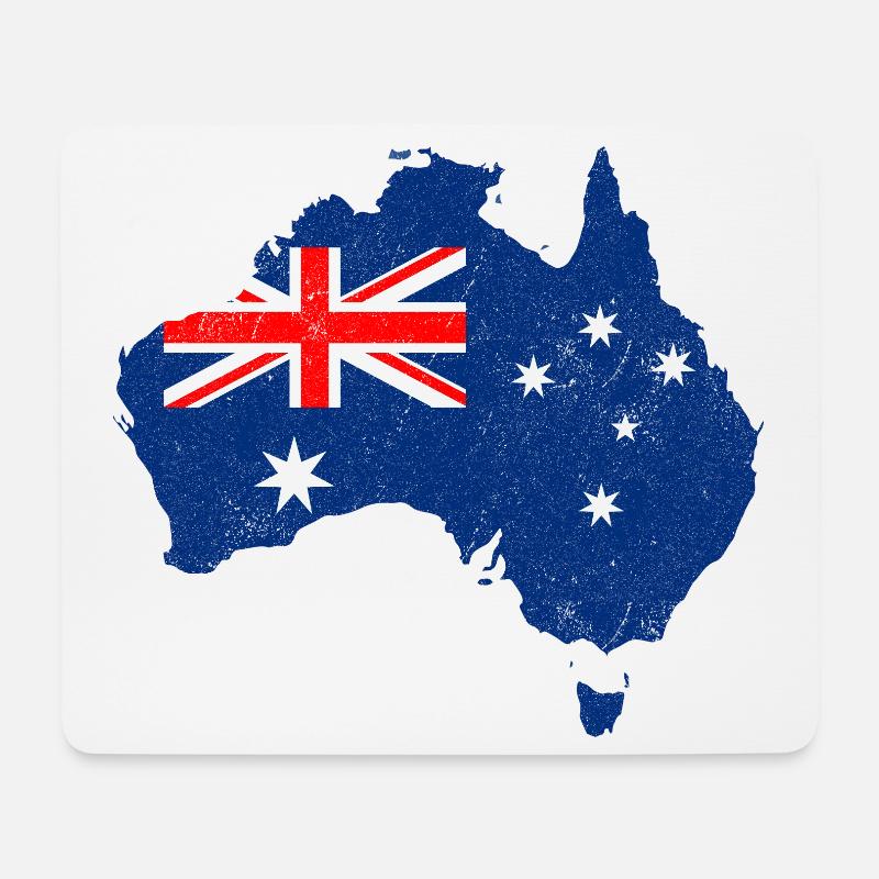 Flaggenkarte von Australien - Mousepad (Querformat) - Weiß