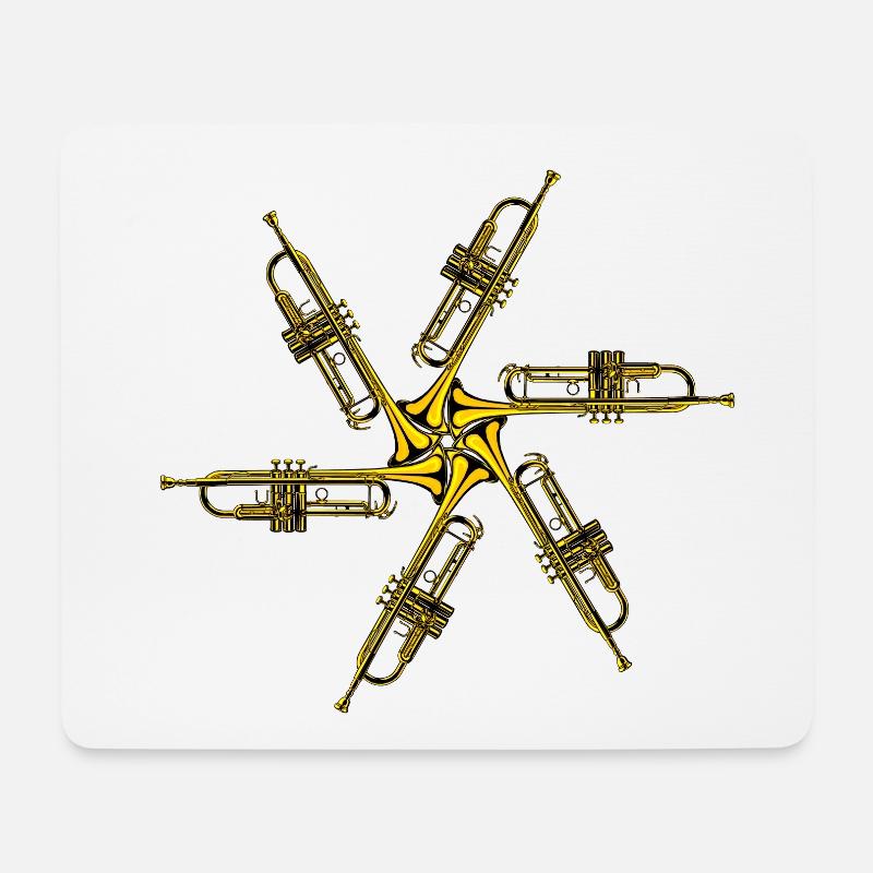 Trompeten gekreiselt | Trumpet star - Mousepad (Querformat) - Weiß