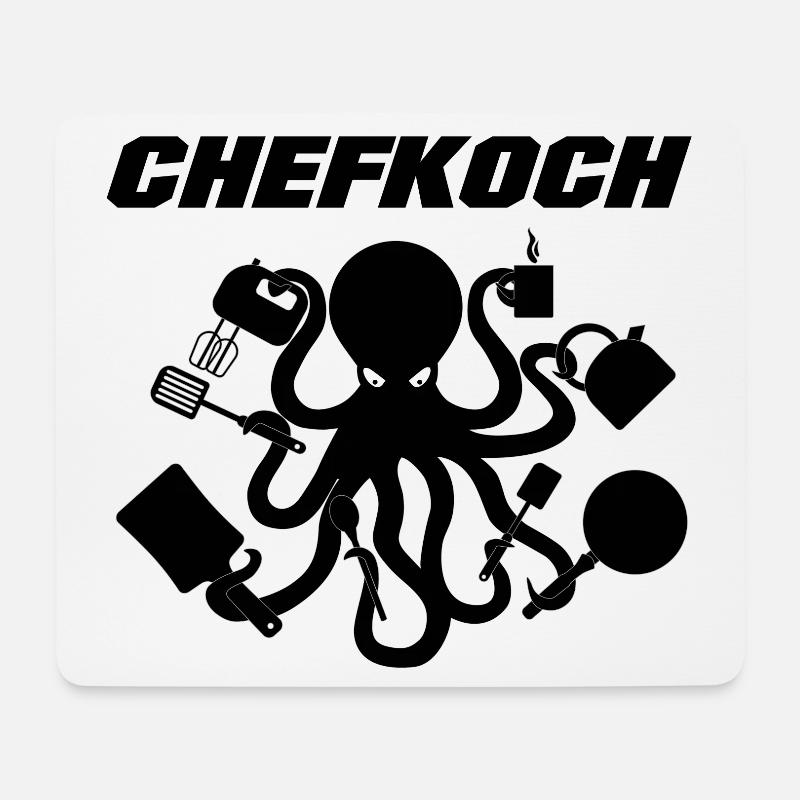 Chefkoch Oktopus - Mousepad (Querformat) - Weiß