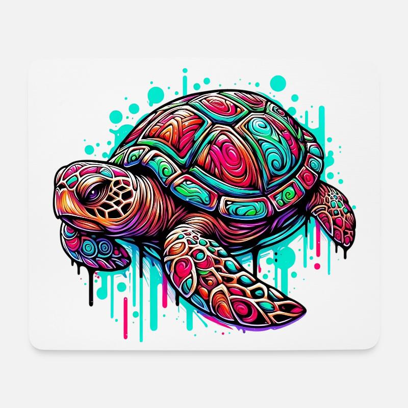 Tortue - Tapis de souris (format paysage) - blanc