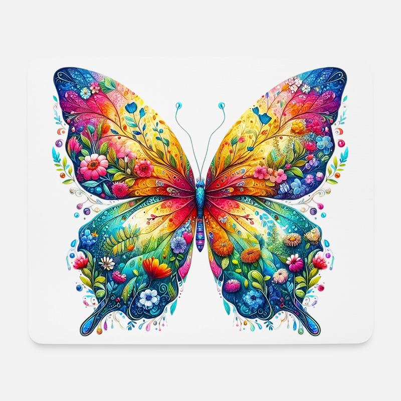 Papillon - Tapis de souris (format paysage) - blanc
