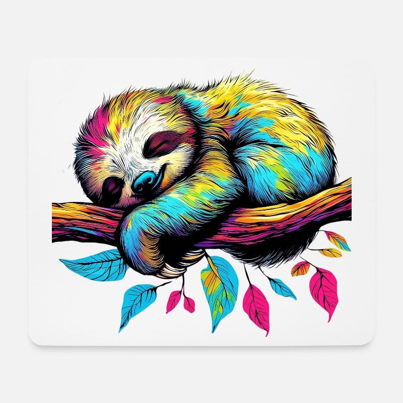Faultier - Mousepad (Querformat) - Weiß