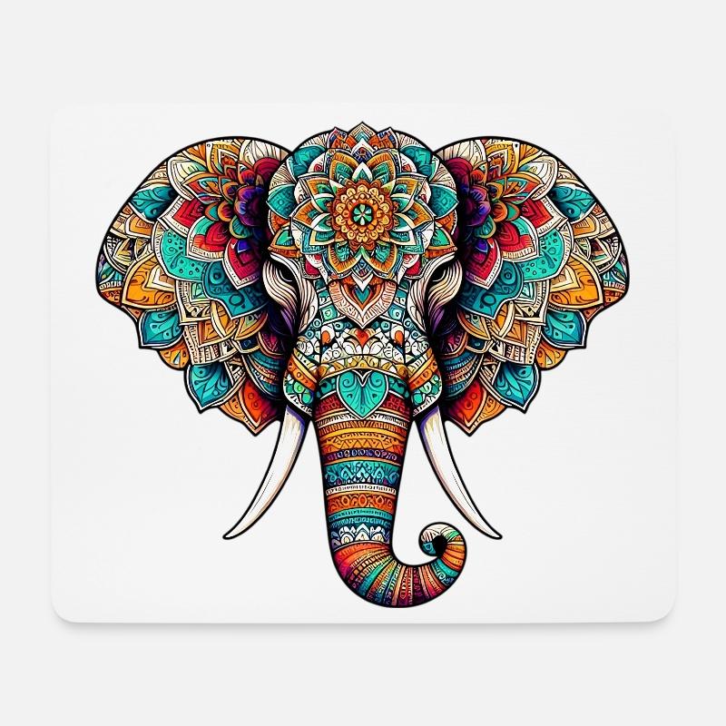 Éléphant - Tapis de souris (format paysage) - blanc