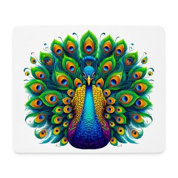 Pfau - Mousepad (Querformat) - Weiß - Vorne