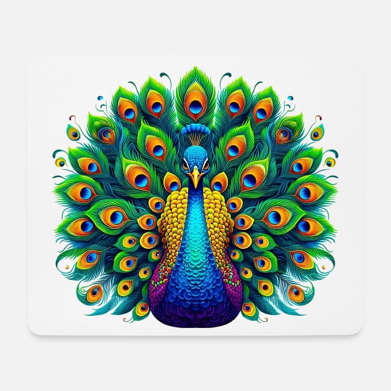 Pfau - Mousepad (Querformat) - Weiß