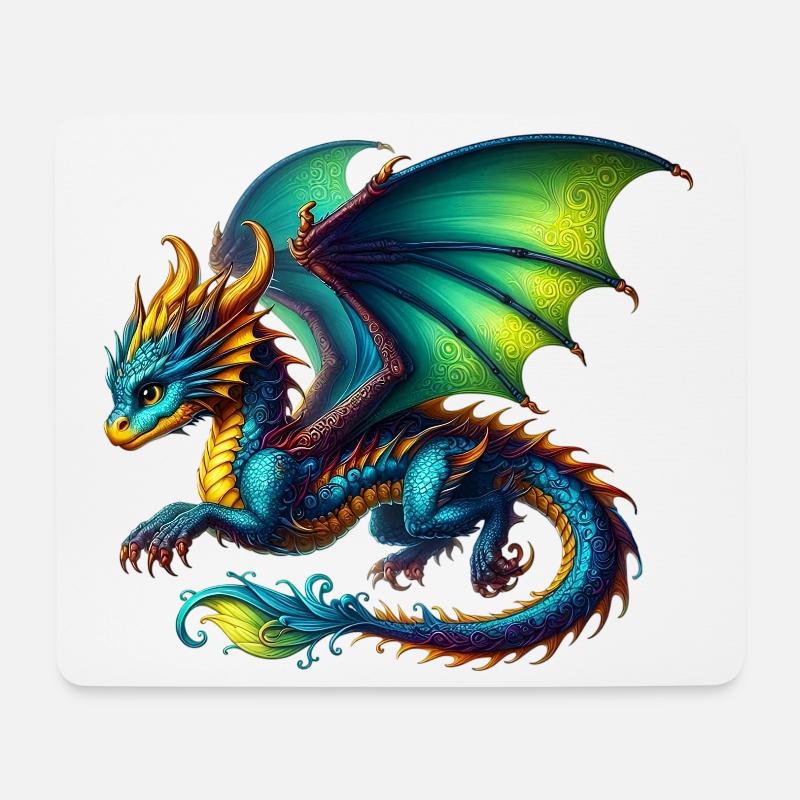 Drache - Mousepad (Querformat) - Weiß