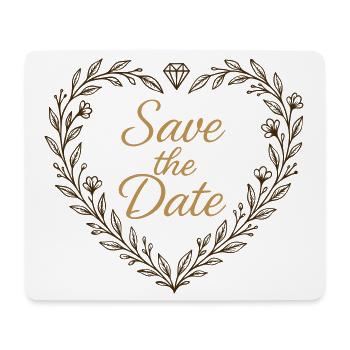 Save the Date Herz mit Diamant – Hochzeit 2025 - Mousepad (Querformat) - Weiß - Vorne