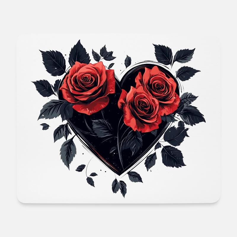 Rosenherz im Dunkelblau - Mousepad (Querformat) - Weiß