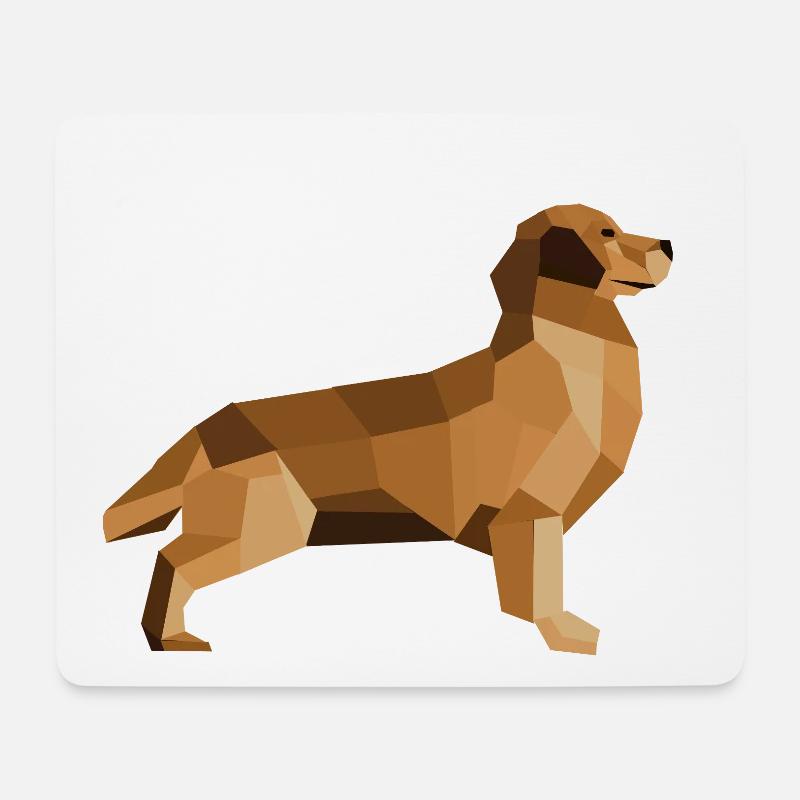 Golden Retriever Low Poly – treu und modern - Mousepad (Querformat) - Weiß