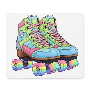 Rollschuhe Retro Regenbogen 80er 90er - Mousepad (Querformat) - Weiß - Vorne