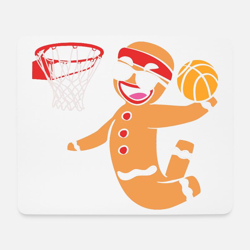 Lebkuchenmann Weihnachten Basketball Lebkuchen - Mousepad (Querformat) - Weiß
