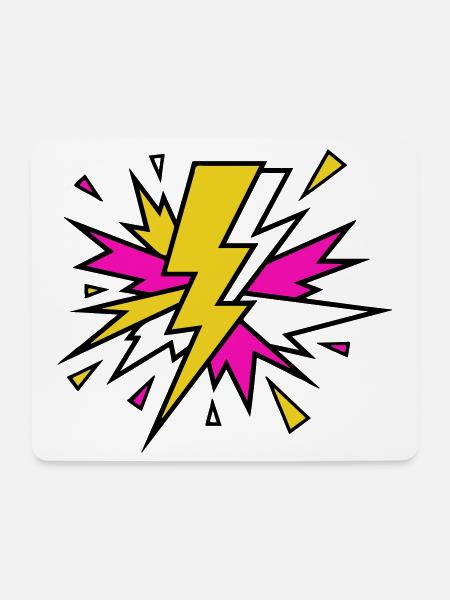 Gelber Strahl Neon-Explosion - Mousepad (Querformat) - Weiß