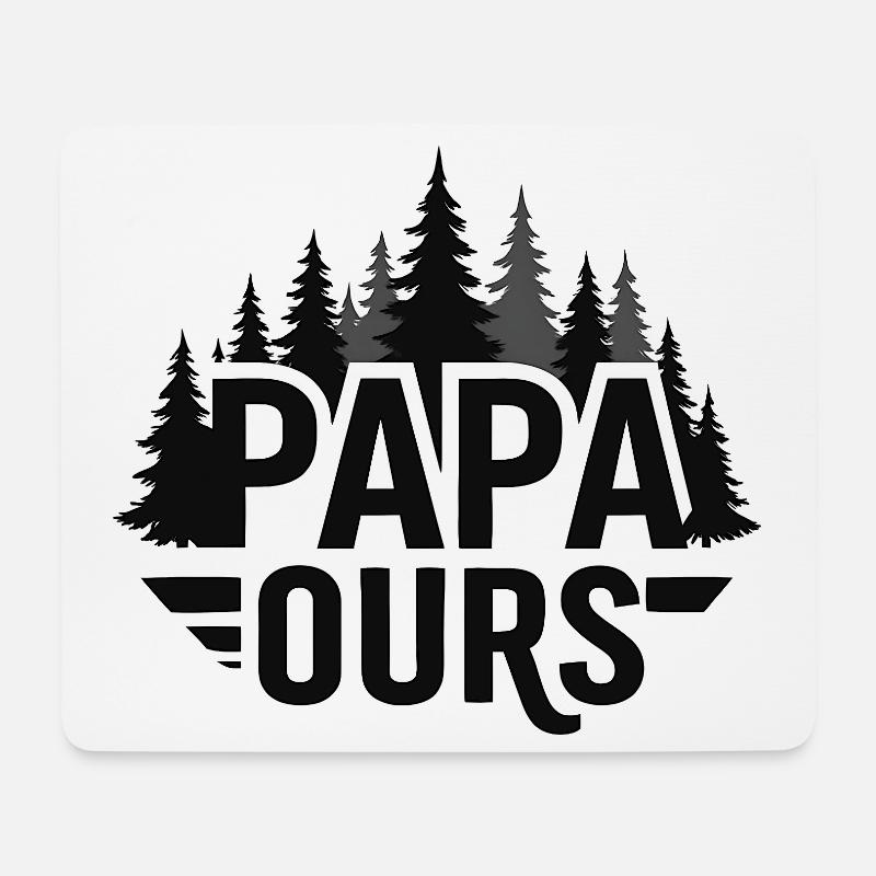 Papa Ourse Foret Silhouette - Mousepad (Querformat) - Weiß