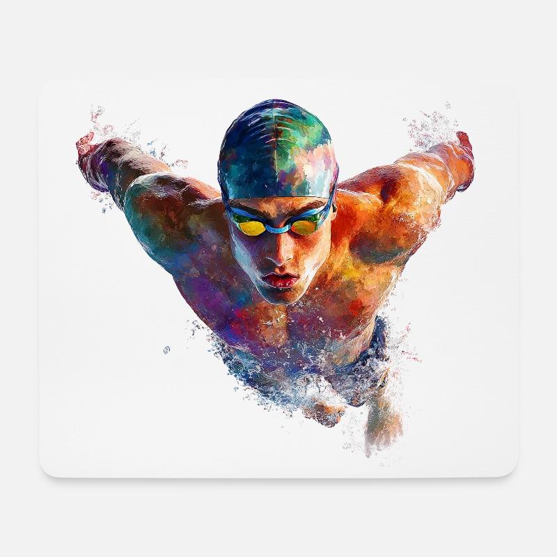 Wasserschwimmer Farbexplosion - Mousepad (Querformat) - Weiß