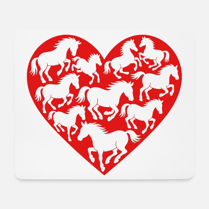 Herz aus Pferden - Mousepad (Querformat) - Weiß