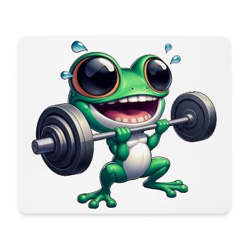 Frosch Fitness Hantel Workout Bodybuilding Gym - Mousepad (Querformat) - Weiß - Vorne
