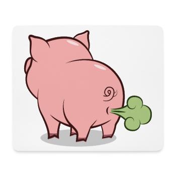 Dessin animé du cochon soufflant - Tapis de souris (format paysage) - blanc - Devant