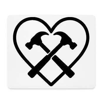 Marteaux croisés coeur constructeur outils de bricolage - Tapis de souris (format paysage) - blanc - Devant