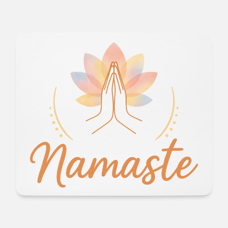 Namaste Lotus Motiv - Mousepad (Querformat) - Weiß