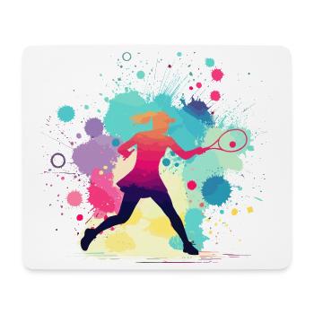 Tennis, Joueuse de tennis féminine, Graphique de tennis - Tapis de souris (format paysage) - blanc - Devant