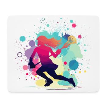 Lacrosse, Lacrosse Player Woman, Lacrosse Graphic - Mouse Pad (horizontal) - white - Front