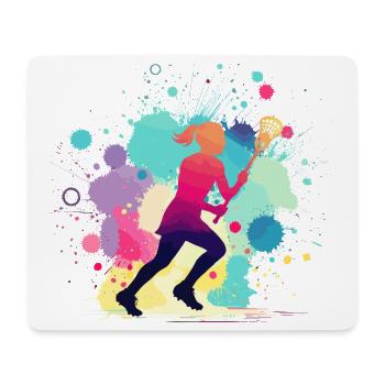 Lacrosse, Lacrosse Player Woman, Lacrosse Graphic - Mouse Pad (horizontal) - white - Front