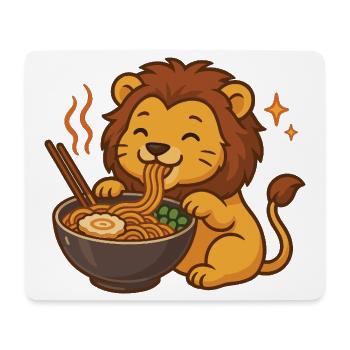 Lion kawaii aux nouilles et nouilles - Tapis de souris (format paysage) - blanc - Devant