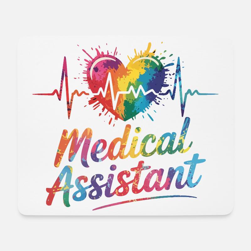 Regenbogen Medizinalassistent Herz - Mousepad (Querformat) - Weiß