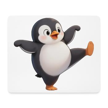 Cute Penguin Kung Fu Master Cartoon Great Dances - Mouse Pad (horizontal) - white - Front