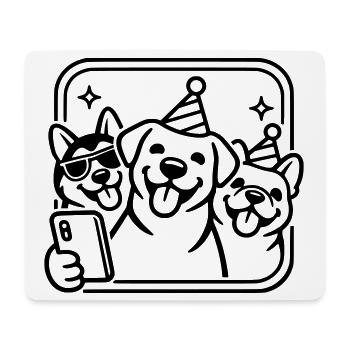 Party Dogs Selfie Dogs Line Art Minimalist - Mouse Pad (horizontal) - white - Front
