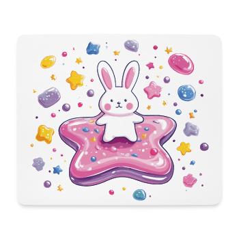 Kleiner Hase auf Pinkem Sternzauber - Mousepad (Querformat) - Weiß - Vorne