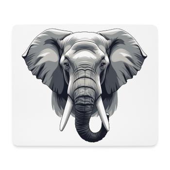 Elephant Head Grayscale Vector - Mouse Pad (horizontal) - white - Front