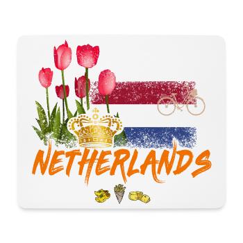 Souvenir de tulipe du drapeau néerlandais vintage des Pays-Bas - Tapis de souris (format paysage) - blanc - Devant