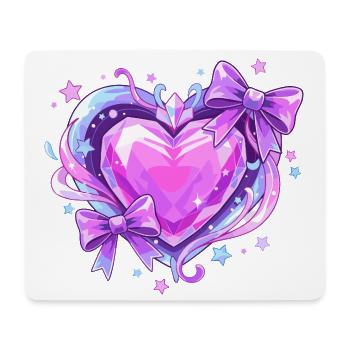 Lila Kristallherz mit Schleifen - Mousepad (Querformat) - Weiß - Vorne