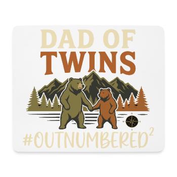 Dad of Twins Outnumbered Papa Zwillinge - Mouse Pad (horizontal) - white - Front