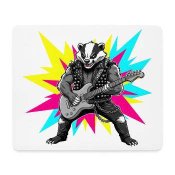 Heavy Metal Rocker Badger Guitar Rock Music - Mouse Pad (horizontal) - white - Front