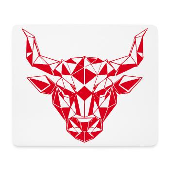 Roter Low-Poly Stierkopf - Mousepad (Querformat) - Weiß - Vorne