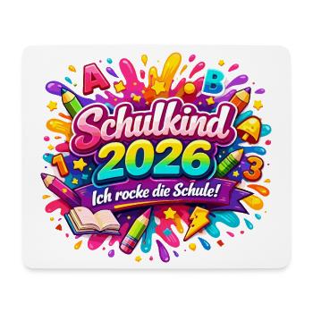 Einschulung 2026 - Ich rocke die Schule - Mousepad (Querformat) - Weiß - Vorne