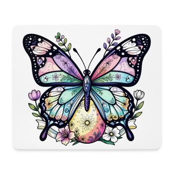Pastel Floral Butterfly - Mouse Pad (horizontal) - white - Front