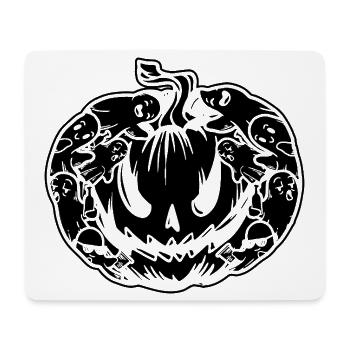 Halloween Pumpkin avec de nombreux fantômes - Tapis de souris (format paysage) - blanc - Devant