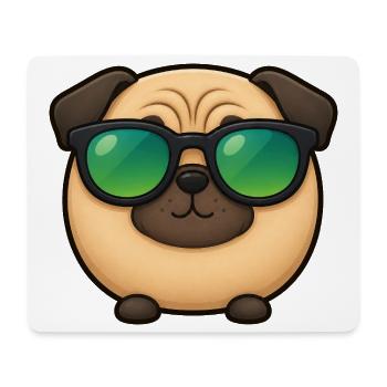 Mops Hund Cartoon Chibi Kawaii Sonnenbrille - Mousepad (Querformat) - Weiß - Vorne